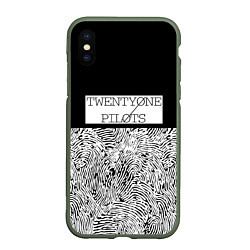 Чехол iPhone XS Max матовый Twenty one pilots: Duo colour, цвет: 3D-темно-зеленый