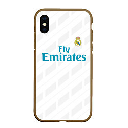 Чехол iPhone XS Max матовый Real Madrid, цвет: 3D-коричневый