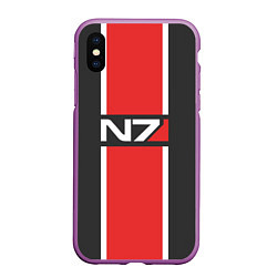 Чехол iPhone XS Max матовый Mass Effect: N7, цвет: 3D-фиолетовый