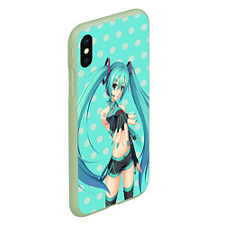 Чехол iPhone XS Max матовый Hatsune Miku, цвет: 3D-салатовый — фото 2