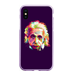 Чехол iPhone XS Max матовый Альберт Эйнштейн: Арт, цвет: 3D-сиреневый