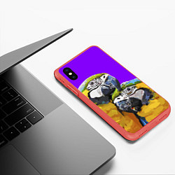 Чехол iPhone XS Max матовый Попугайчики, цвет: 3D-красный — фото 2