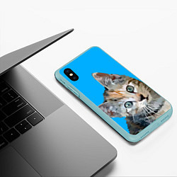 Чехол iPhone XS Max матовый Котик, цвет: 3D-мятный — фото 2