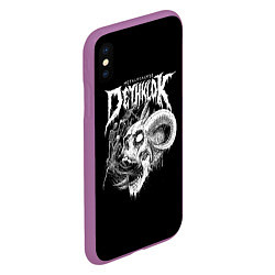 Чехол iPhone XS Max матовый Dethklok: Goat Skull, цвет: 3D-фиолетовый — фото 2