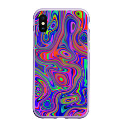 Чехол iPhone XS Max матовый Цветная текстура 5, цвет: 3D-светло-сиреневый