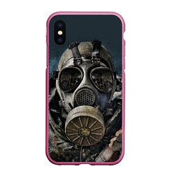 Чехол iPhone XS Max матовый STALKER: Mask, цвет: 3D-малиновый