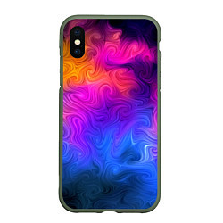 Чехол iPhone XS Max матовый Узор цвета, цвет: 3D-темно-зеленый