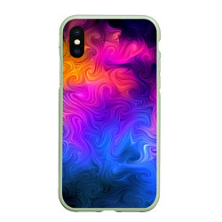 Чехол iPhone XS Max матовый Узор цвета, цвет: 3D-салатовый