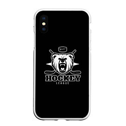Чехол iPhone XS Max матовый Bear hockey, цвет: 3D-белый