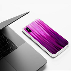 Чехол iPhone XS Max матовый Фиолетово-черные краски, цвет: 3D-белый — фото 2