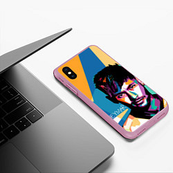 Чехол iPhone XS Max матовый Neymar Polygons, цвет: 3D-розовый — фото 2