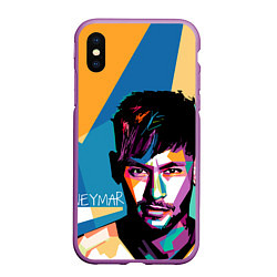 Чехол iPhone XS Max матовый Neymar Polygons, цвет: 3D-фиолетовый