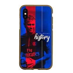 Чехол iPhone XS Max матовый Neymar History, цвет: 3D-коричневый