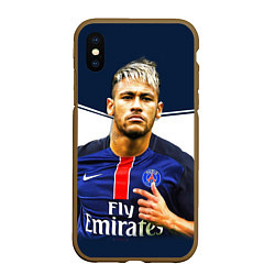 Чехол iPhone XS Max матовый Neymar: Fly Emirates, цвет: 3D-коричневый