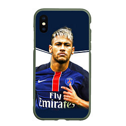 Чехол iPhone XS Max матовый Neymar: Fly Emirates, цвет: 3D-темно-зеленый