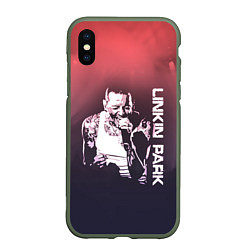 Чехол iPhone XS Max матовый Linkin Park Честер, цвет: 3D-темно-зеленый