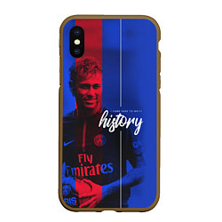 Чехол iPhone XS Max матовый Neymar History, цвет: 3D-коричневый