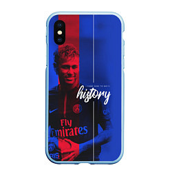 Чехол iPhone XS Max матовый Neymar History, цвет: 3D-голубой