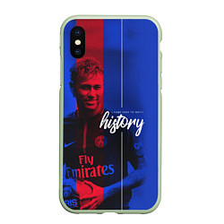 Чехол iPhone XS Max матовый Neymar History, цвет: 3D-салатовый