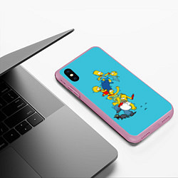 Чехол iPhone XS Max матовый Семейка Симпсонов 2, цвет: 3D-розовый — фото 2