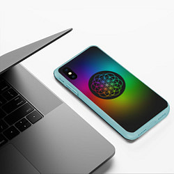 Чехол iPhone XS Max матовый Coldplay Colour, цвет: 3D-мятный — фото 2