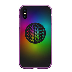 Чехол iPhone XS Max матовый Coldplay Colour, цвет: 3D-фиолетовый