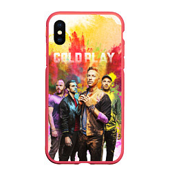 Чехол iPhone XS Max матовый Coldplay, цвет: 3D-красный