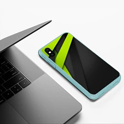Чехол iPhone XS Max матовый Спортивная геометрия 6, цвет: 3D-мятный — фото 2