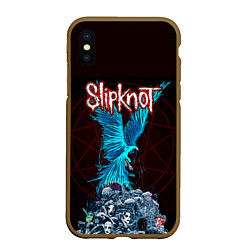 Чехол iPhone XS Max матовый Орел группа Slipknot, цвет: 3D-коричневый