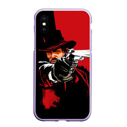 Чехол iPhone XS Max матовый Red Dead Redemption, цвет: 3D-светло-сиреневый