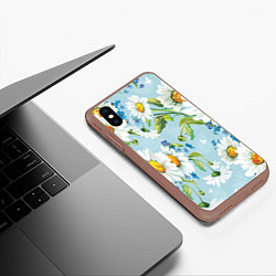 Чехол iPhone XS Max матовый Ромашки, цвет: 3D-коричневый — фото 2