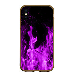 Чехол iPhone XS Max матовый Фиолетовый огонь, цвет: 3D-коричневый