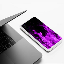 Чехол iPhone XS Max матовый Фиолетовый огонь, цвет: 3D-белый — фото 2