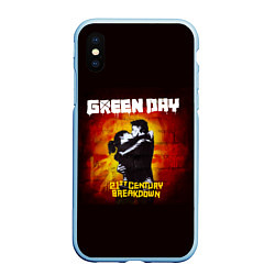 Чехол iPhone XS Max матовый Поцелуй Green Day, цвет: 3D-голубой