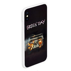 Чехол iPhone XS Max матовый Green Day магнитофон в огне, цвет: 3D-белый — фото 2