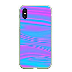 Чехол iPhone XS Max матовый Глянцевые линии, цвет: 3D-салатовый