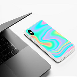 Чехол iPhone XS Max матовый Светлые узоры, цвет: 3D-белый — фото 2