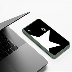 Чехол iPhone XS Max матовый FC Juventus: Star, цвет: 3D-темно-зеленый — фото 2