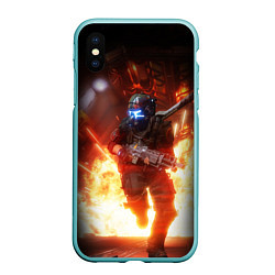 Чехол iPhone XS Max матовый Titanfall fighter runs, цвет: 3D-мятный