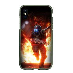 Чехол iPhone XS Max матовый Titanfall fighter runs, цвет: 3D-темно-зеленый