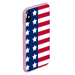 Чехол iPhone XS Max матовый USA Flag, цвет: 3D-розовый — фото 2