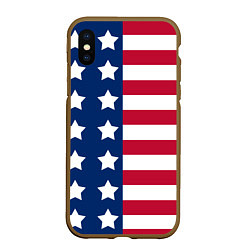 Чехол iPhone XS Max матовый USA Flag, цвет: 3D-коричневый