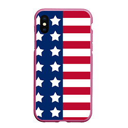 Чехол iPhone XS Max матовый USA Flag, цвет: 3D-малиновый