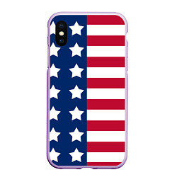 Чехол iPhone XS Max матовый USA Flag, цвет: 3D-сиреневый