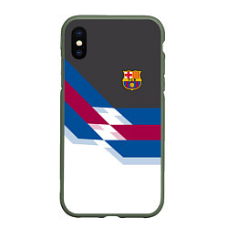 Чехол iPhone XS Max матовый Barcelona FC: White style, цвет: 3D-темно-зеленый