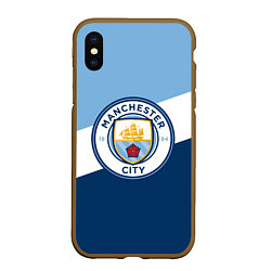 Чехол iPhone XS Max матовый FC Manchester City: Colors, цвет: 3D-коричневый