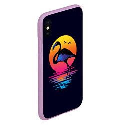 Чехол iPhone XS Max матовый Фламинго – дитя заката, цвет: 3D-сиреневый — фото 2