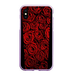Чехол iPhone XS Max матовый Унисекс / Красные розы, цвет: 3D-сиреневый