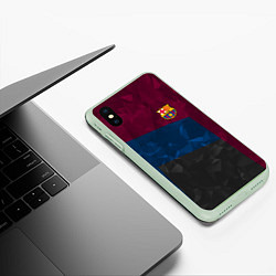 Чехол iPhone XS Max матовый FC Barcelona: Dark polygons, цвет: 3D-салатовый — фото 2