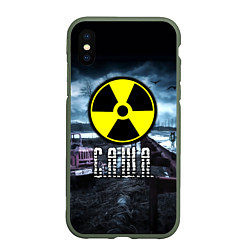 Чехол iPhone XS Max матовый S.T.A.L.K.E.R: Саша, цвет: 3D-темно-зеленый